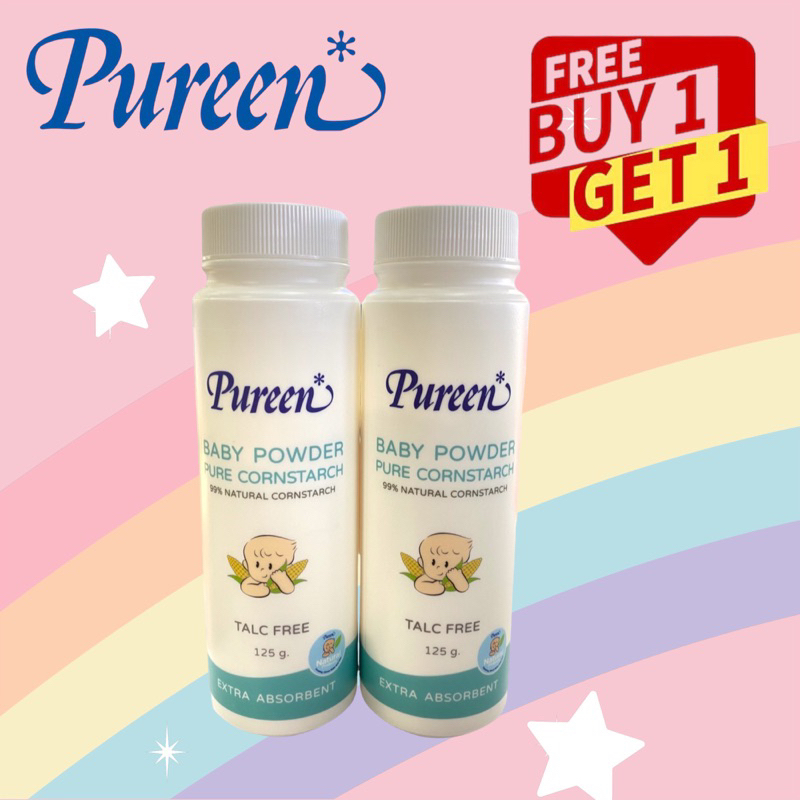 (1แถม1)Pureen แป้งข้าวโพดเด็ก แป้งโรยตัวสำหรับเด็ก ป้องกันการเป็นภูมิแพ้ของลูกน้อย