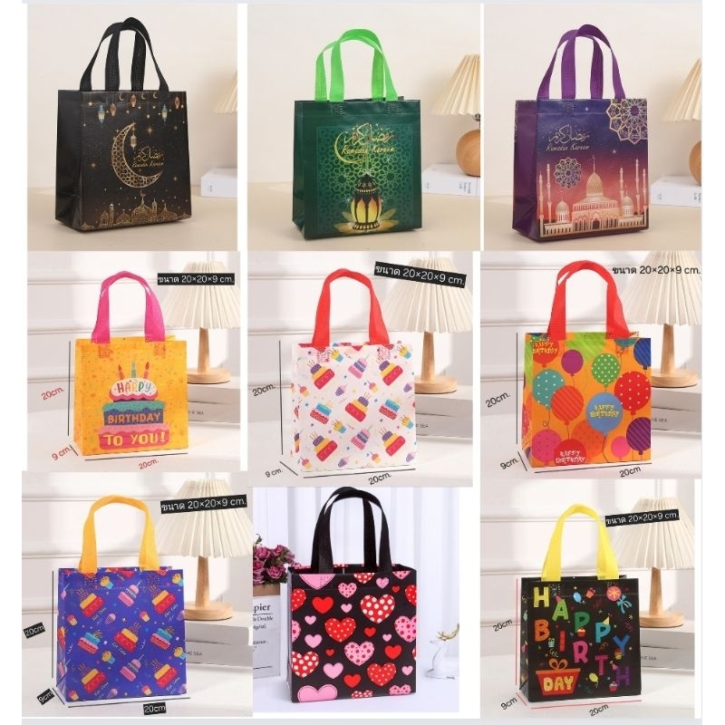 พร้อมส่ง!!!กระเป๋าผ้าสปันบอนด์แบบถือใบเล็ก น่ารักแข็งแรงจุของได้เยอะสีสวยลายคมชัด