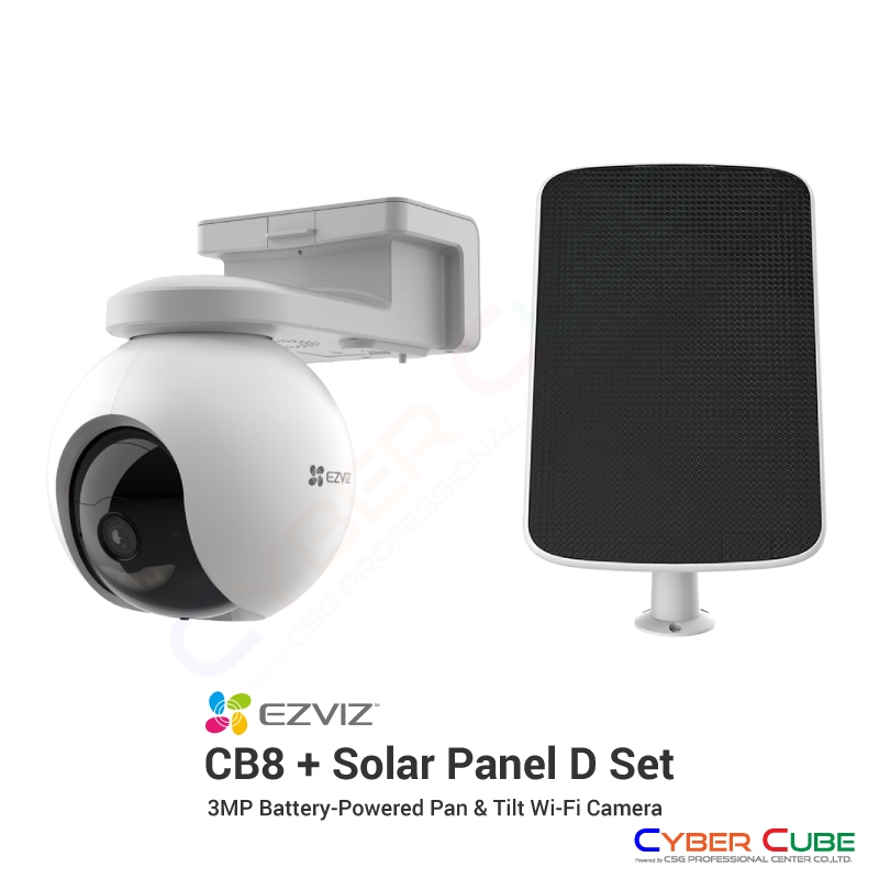 EZVIZ CB8 2K 3MP Wi-Fi Camera กล้องพร้อมแบตเตอรี่ในตัว 10400 mAh + Solar Panel D แผงโซล่าร์เซล