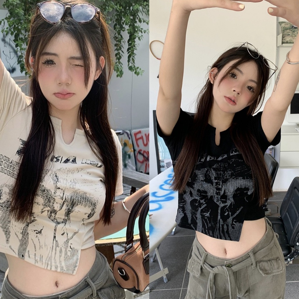 เสื้อครอปสไตล์ย้อนยุคอเมริกัน 🤎