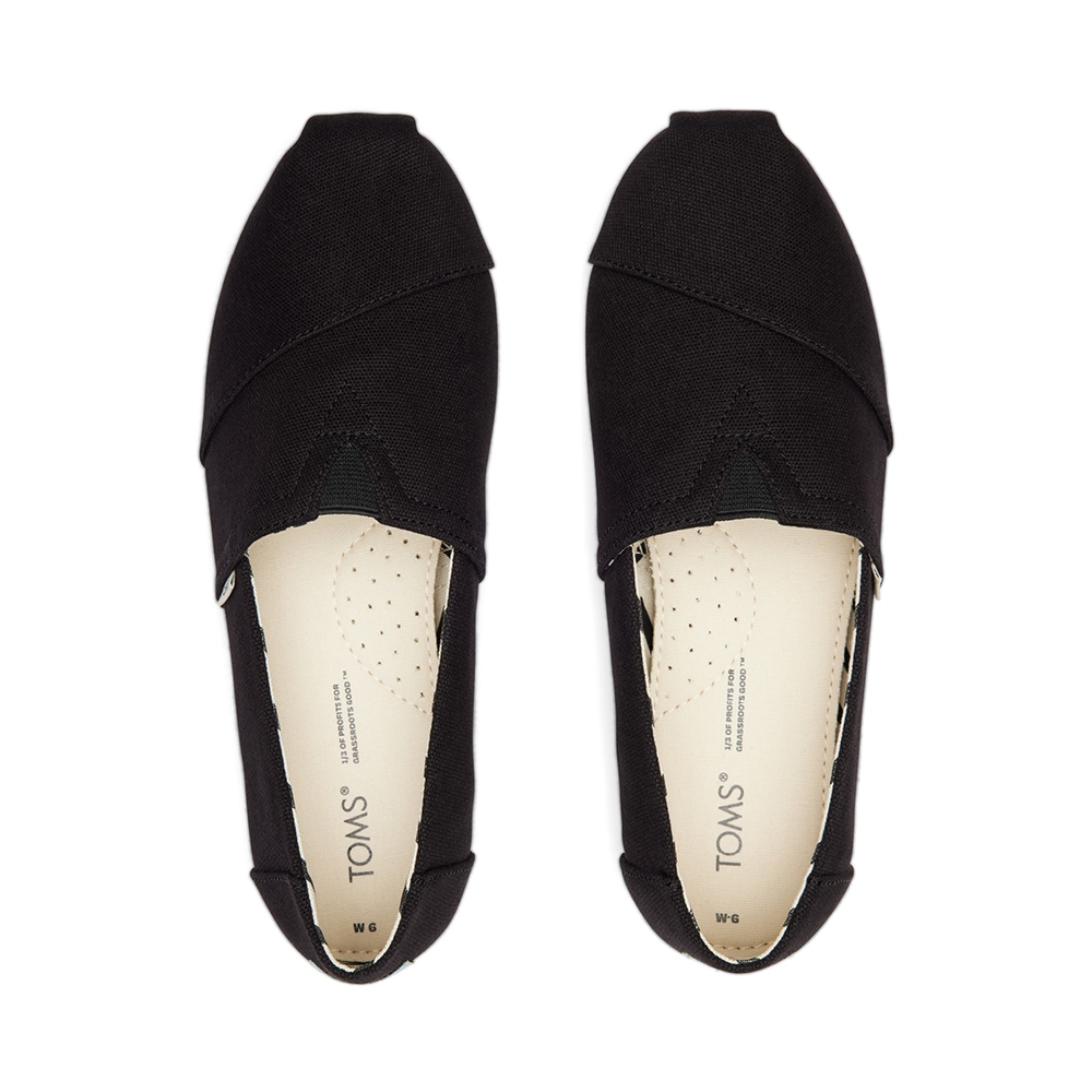 TOMS รองเท้าลำลองผู้หญิง สลิปออน รุ่น Alpargata Black Heritage Canvas (CE) รองเท้าลิขสิทธิ์แท้