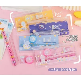 เซ็ตดินสอ 5 ชิ้น ลายนักบินอวกาศสุดน่ารัก ชุดดินสอ ชุดเครื่องเขียน ในถุงซิปล็อค 005-1
