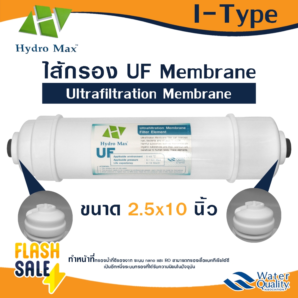 Hydromax ไส้กรองน้ำ Inline UF Membrane ขนาด 10x2.5 นิ้ว แค๊ปซูล 10 นิ้ว เครื่องกรองน้ำ