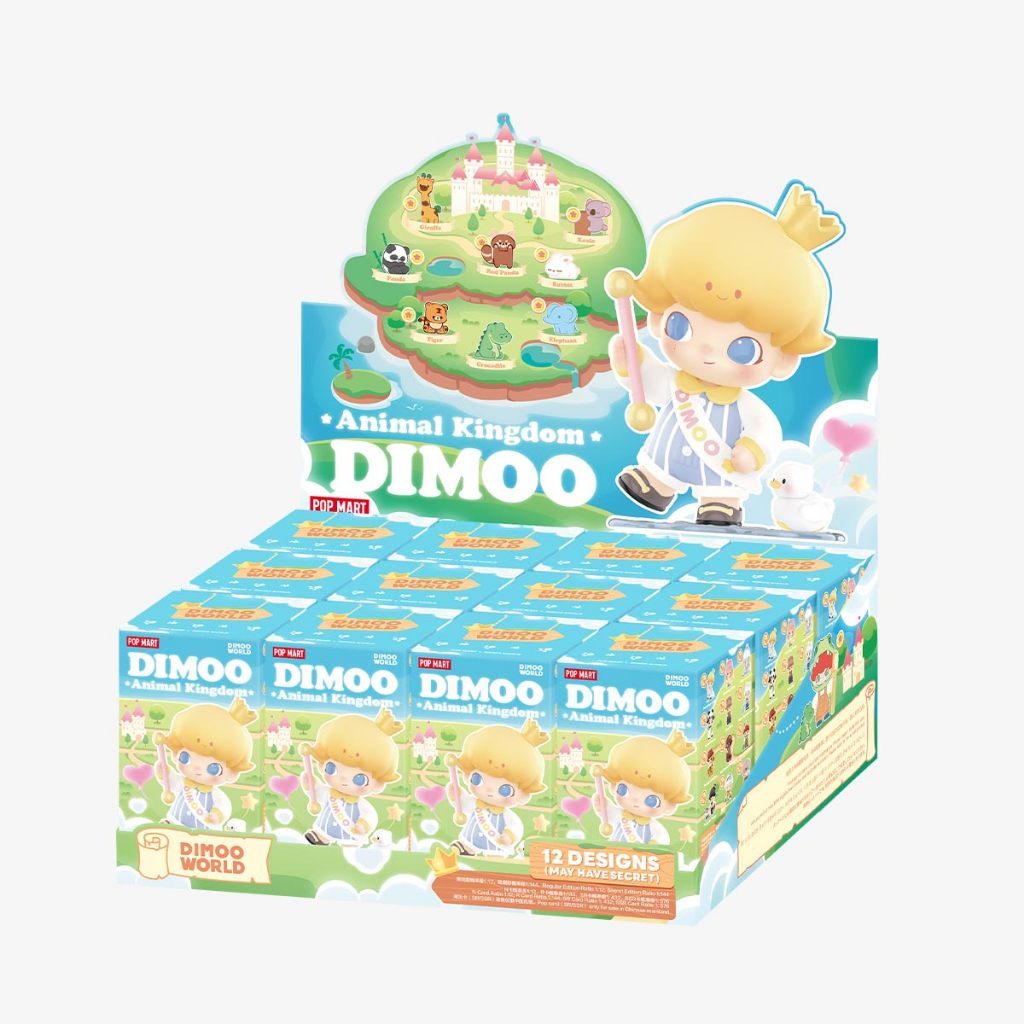[ยก box] พร้อมส่ง กล่องสุ่ม POP MART DIMOO Animal Kingdom Series Figures ไม่แกะซีล ลุ้นซีเคร็ท 12กล่องสุ่ม/BOX