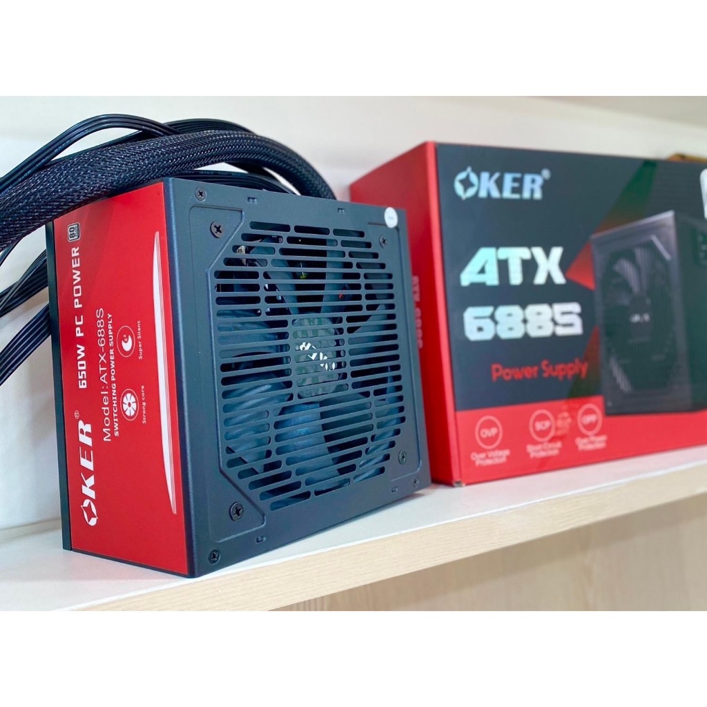 พาวเวอร์ซัพพลาย OKER ATX- 688S 650W 80 Plus วัตต์เต็ม Power Supply แข็งแกร่ง ทนทาน