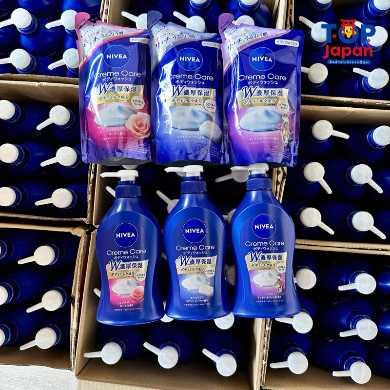 🎌ญี่ปุ่นแท้💯🚚พร้อมส่ง ครีมอาบน้ำ Nivea Cream Care W Moisture Body Wash 480ml. สบู่อาบน้ำนีเวียครีมแคร์