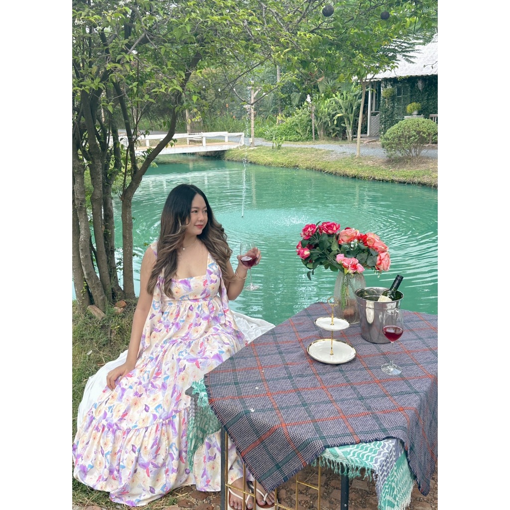 Watercolor Dress เดรสยาวดีเทลสายระบายหน้า-หลัง รับรองสวย คุณหนูที่สุดเลยค่ะ