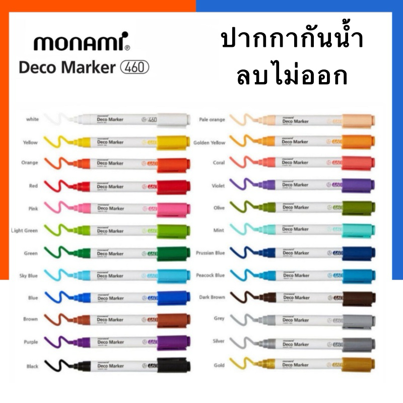 ปากกาเพนท์ กันน้ำ ลบไม่ออก สีอะคริลิค MONAMI เขียนแก้ว พลาสติก โลหะ กระจก ผ้า ยาง ไม้ หนัง รองเท้า โมนามิ MARKER 460/463