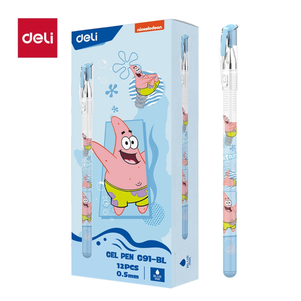 Deli ปากกาเจล ปลอก 0.5 สีน้ำเงิน G91-BL ลาย Patrick (SpongeBob)