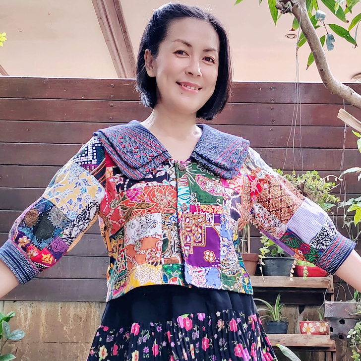 เสื้อผ้าฝ้ายงานตัดเย็บแบบต่อลวดลายผ้า มีไซส์ให้เลือกตั้งแต่ อก36"-อก42"