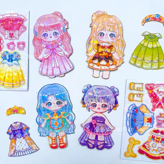 แม่เหล็กติดตู้เย็นแต่งตัวตุ๊กตา DIY ประกายแสงวิบวับ แพค 4 แผ่น ลายน่ารักสีสันสดใส ทนทานไม่พังง่าย แม่เหล็กเจ้าหญิง