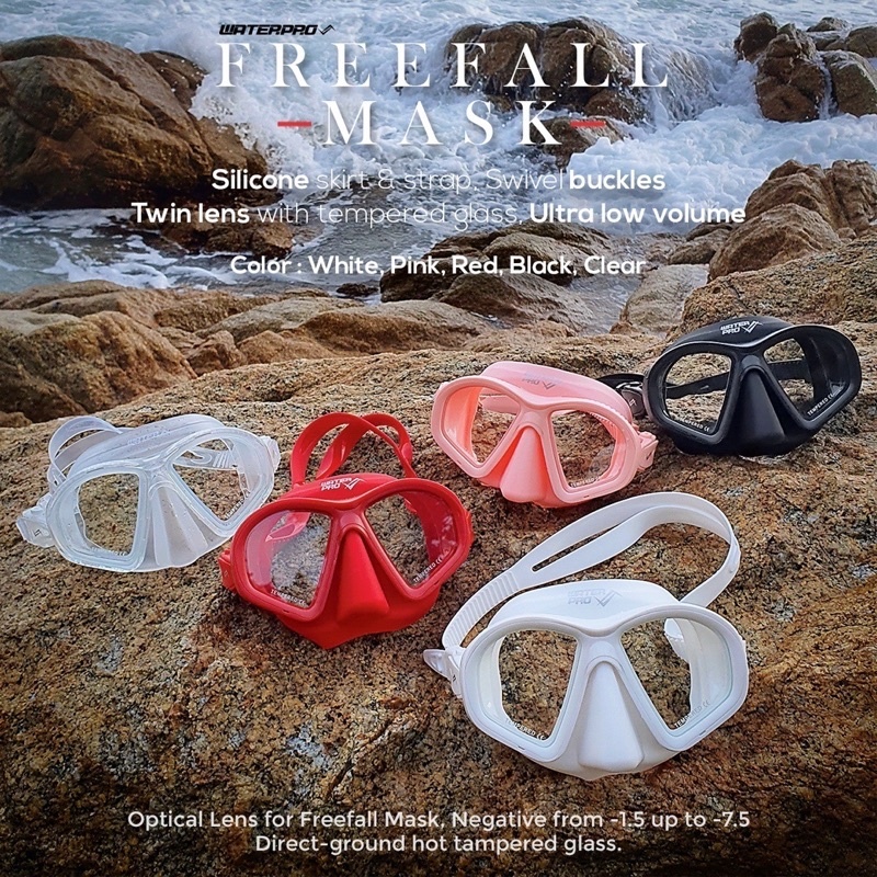 Water Pro รุ่น Freefall หน้ากากดำน้ำ - เปลี่ยนเลนส์สายตาได้ ราคาประหยัด