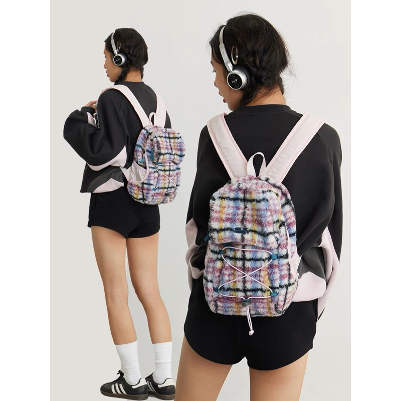 (พร้อมส่ง) crying center - mini pink plaid picnick backpack *ลิขสิทธิ์แท้*