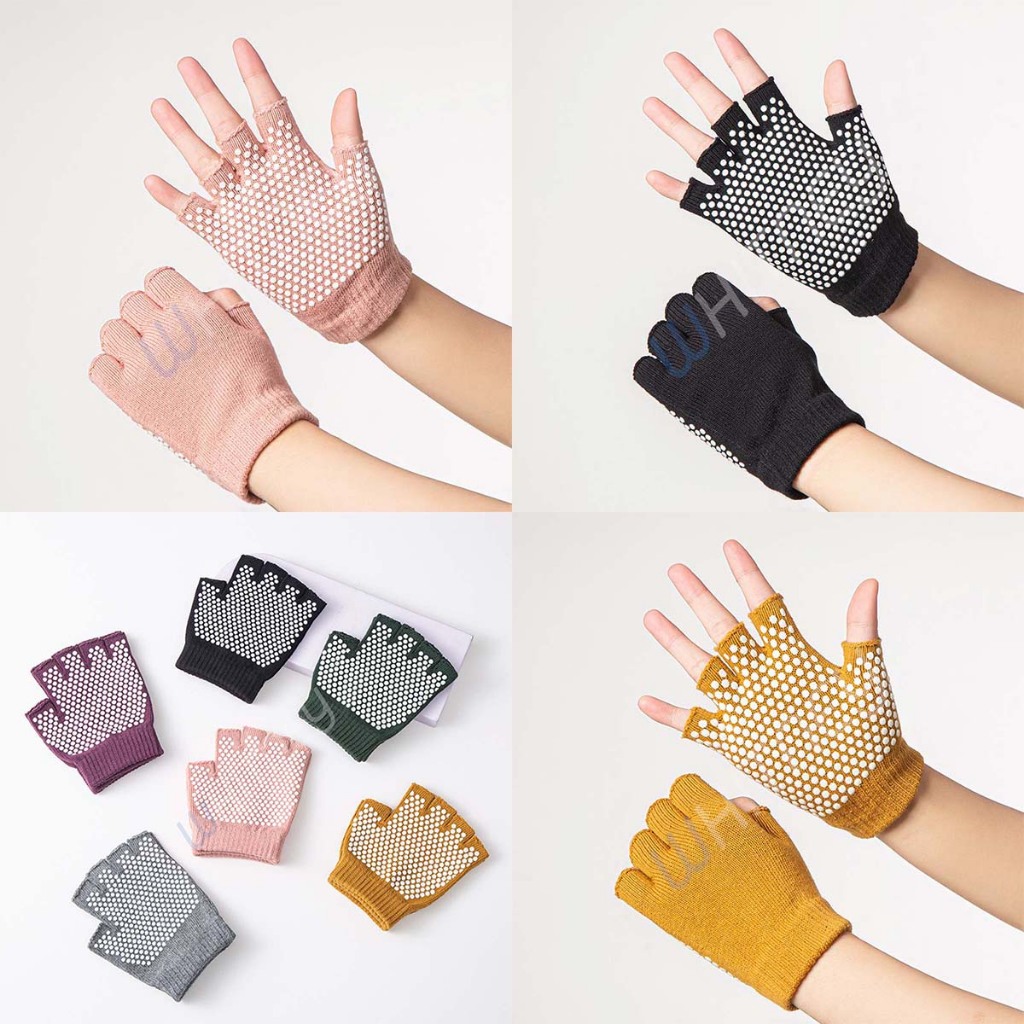ถุงมือโยคะ ถุงมือพิลาทิส กันลื่น สีสดใส ผ้าคอตตอล(ES40)