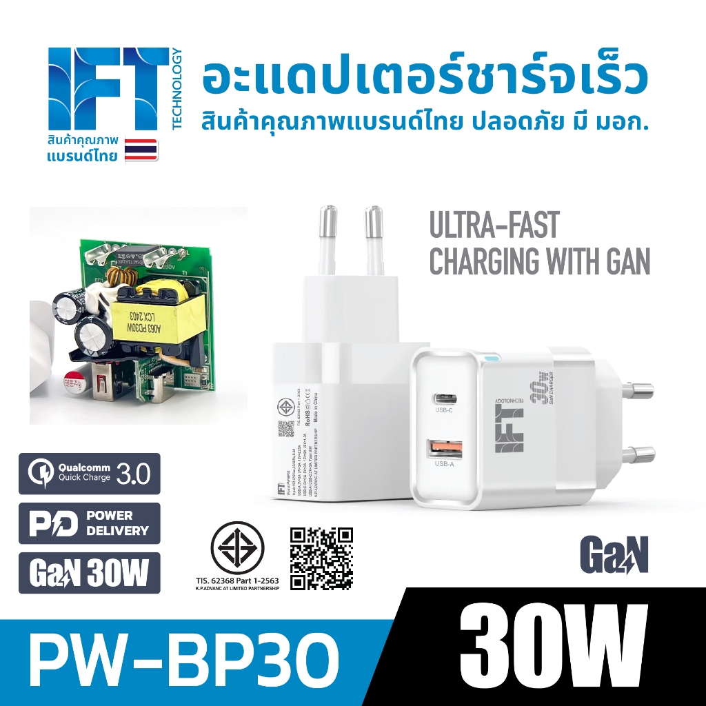 อะแดปเตอร์ GAN 30w สินค้าคุณภาพจาก IFT