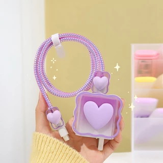 Charging Case For iPhone สายชาร์จข้อมูลพิมพ์ลายเกาหลีฝาครอบป้องกันสายเคเบิลข้อมูลป้องกันการแตกหักเชือกป้องกันการแตกหัก