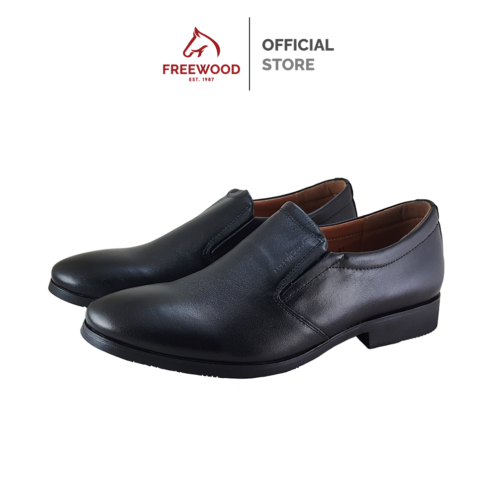 FREEWOOD BUSINESS SHOES รองเท้าคัทชูผู้ชาย หนังแท้ รุ่น 46-542 สีดำ ( BLACK )
