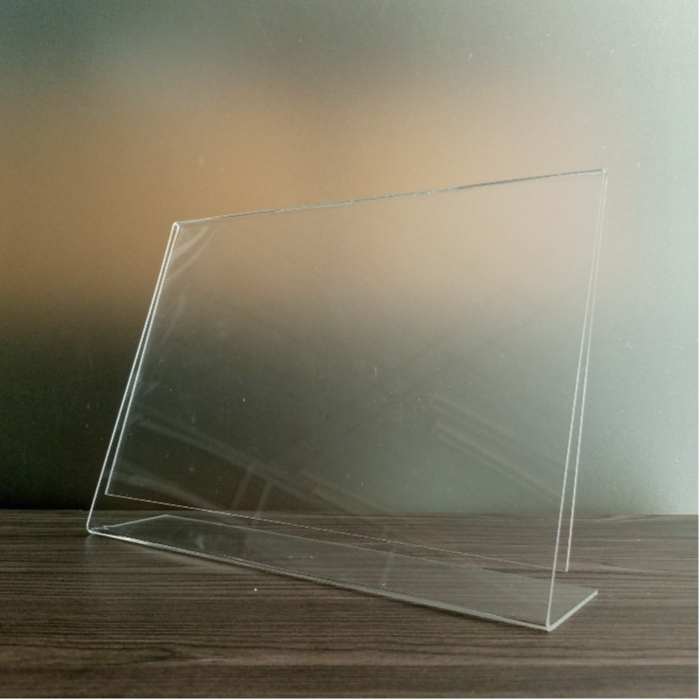 ป้ายอะคริลิคตั้งโต๊ะ A4 แนวนอน 30x21.5 cm อะคริลิคใส โชว์ 1 ด้าน ทรง L - รูปที่ 2