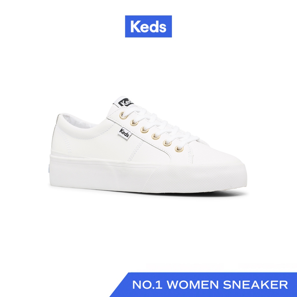 KEDS รองเท้าผ้าใบหนัง แบบผูกเชือก รุ่น JUMP KICK DUO LEATHER สีขาว ( WH64960 )
