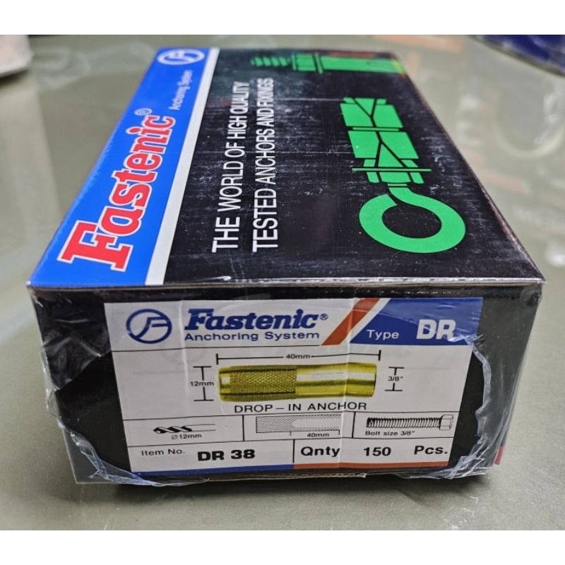 FASTENIC *ราคาต่อ1 กล่อง* DR38 พุกดรอปอิน 3/8" เหล็กชุบ พุกระเบิด 3หุน