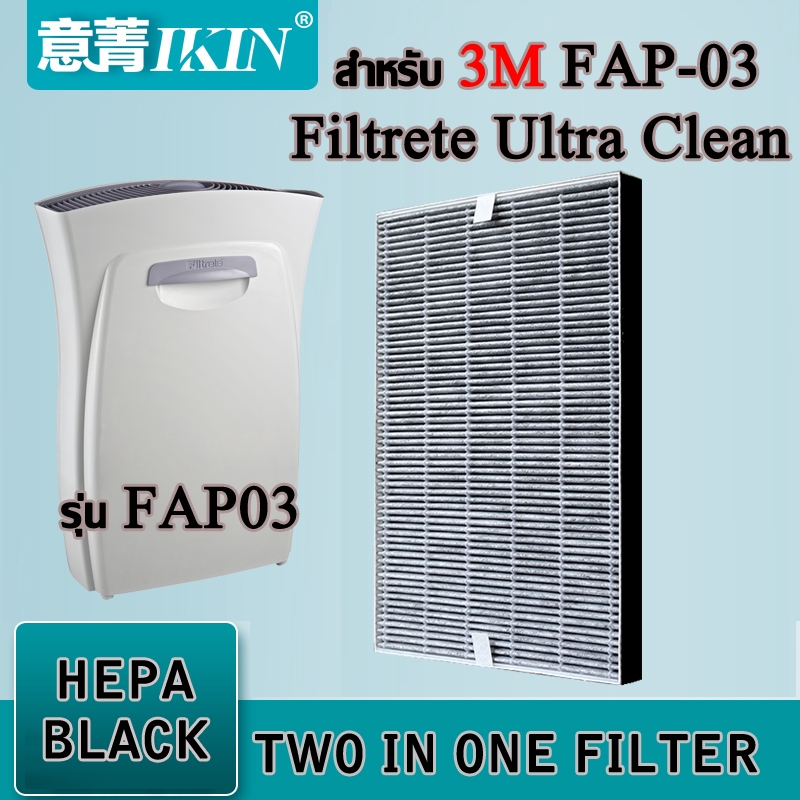IKIN HEPA ชุดแผ่นกรองอากาศทดแทน อัพเกรด 2in1ใช้กับเครื่องฟอกอากาศ 3M Filtrete Ultra Clean รุ่น FAP03