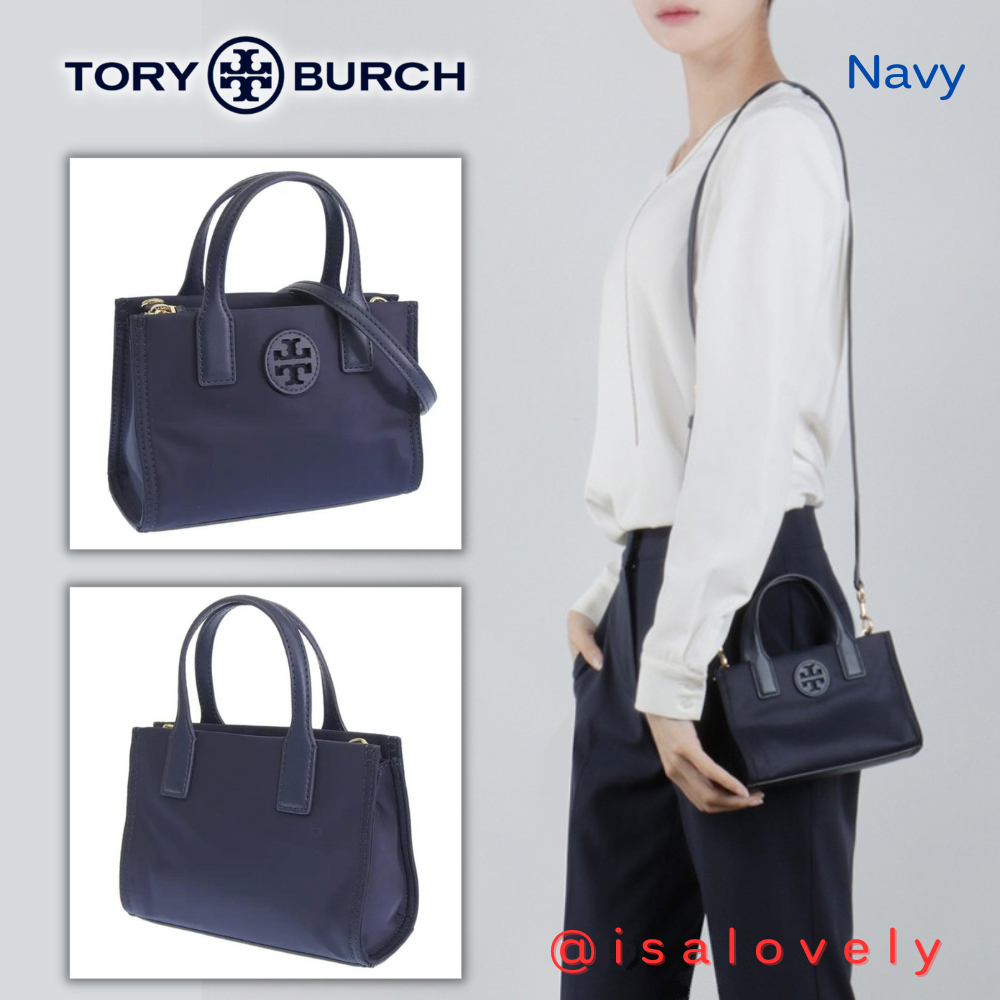 📌Isa Lovely Shop📌  TORY BURCH Ella nylon Mini Tote Bag 146437 Navy