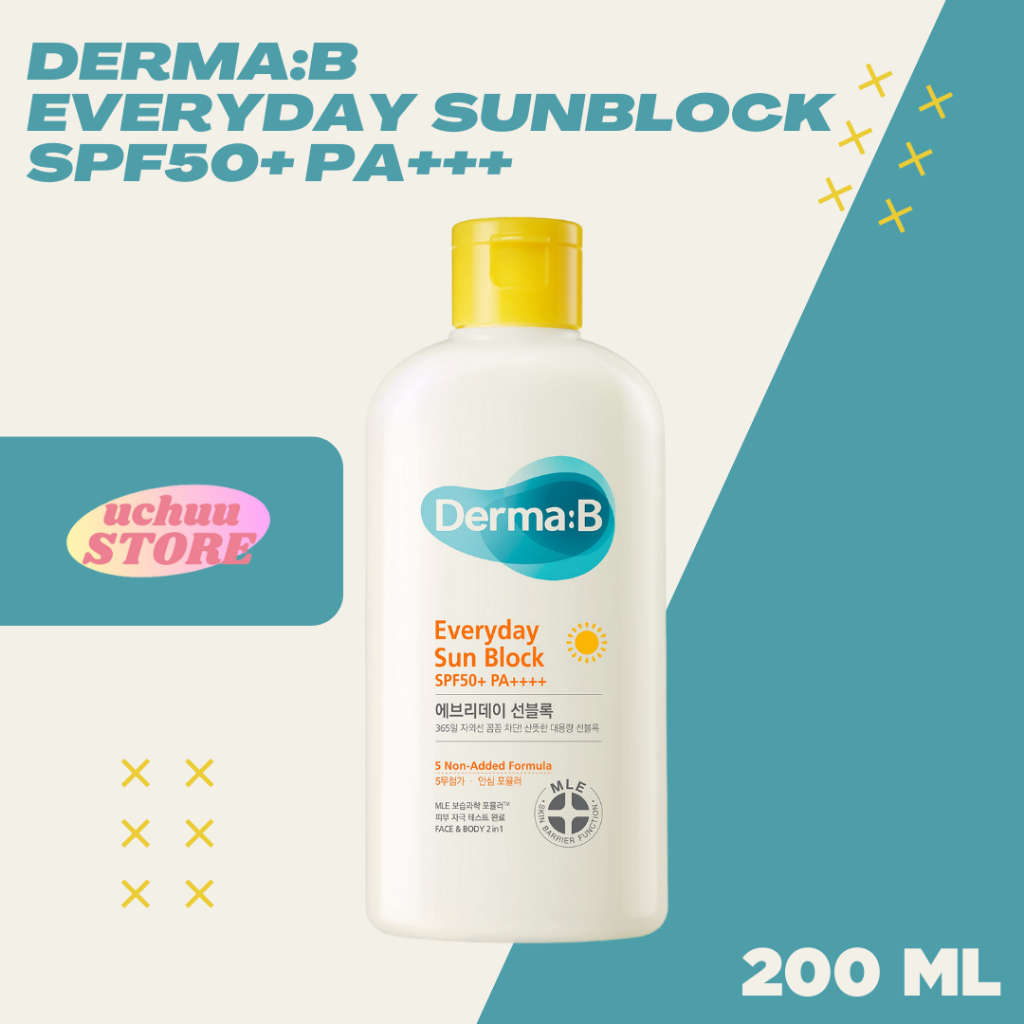 Derma:B Everyday Sun Block SPF50+ PA+++ 200ml ครีมกันแดดเนื้อบางเบา ทาได้ทั้งใบหน้าและลำตัว
