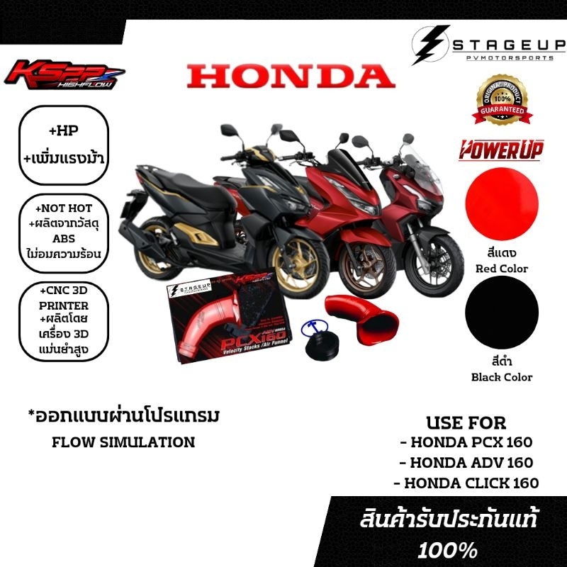 KSPP VELOCITY ปากแตร ท่อกรอง คอกรอง HONDA PCX160 ADV160 CLICK160 แต่ง เพิ่มแรงม้า ปลายไหลลึก แรงขึ้น ของแท้ 100%