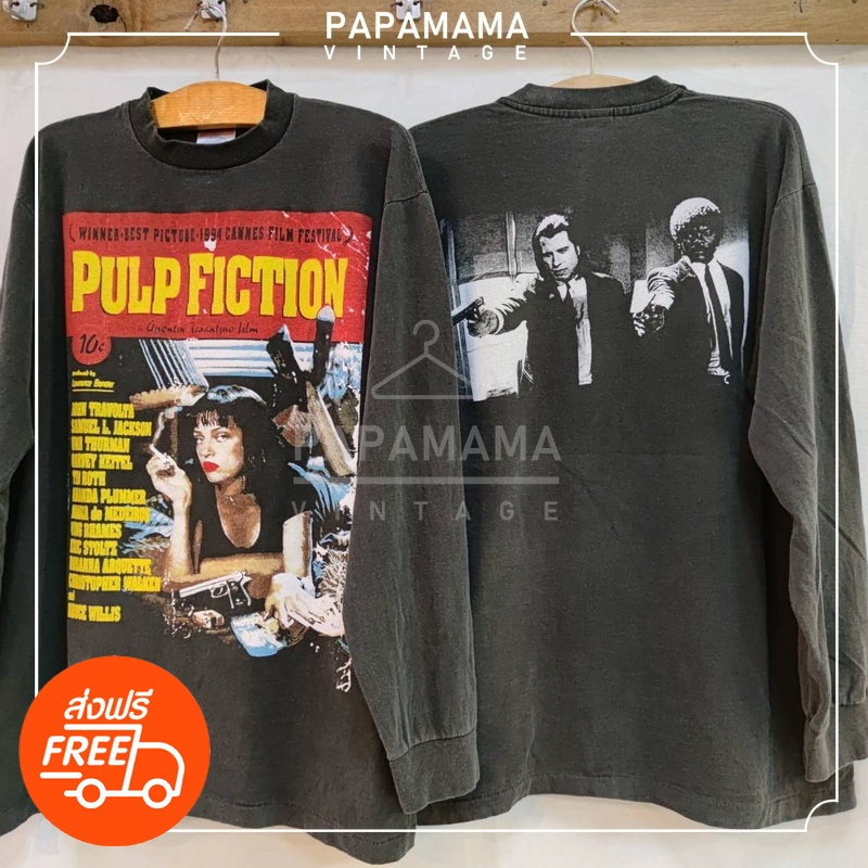 [ PULP FICTION ] Quentin's Movie '94 แขนยาว ฟอกนุ่ม เสื้อโปรโมท หนัง ควินติน วินเทจ papamama vintage shirt