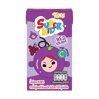 TIPCO Superkid น้ำองุ่นแดง Red Grape Juice100% ขนาด 110 มล. x 36 กล่อง ยกลัง (1ลัง/36กล่อง)