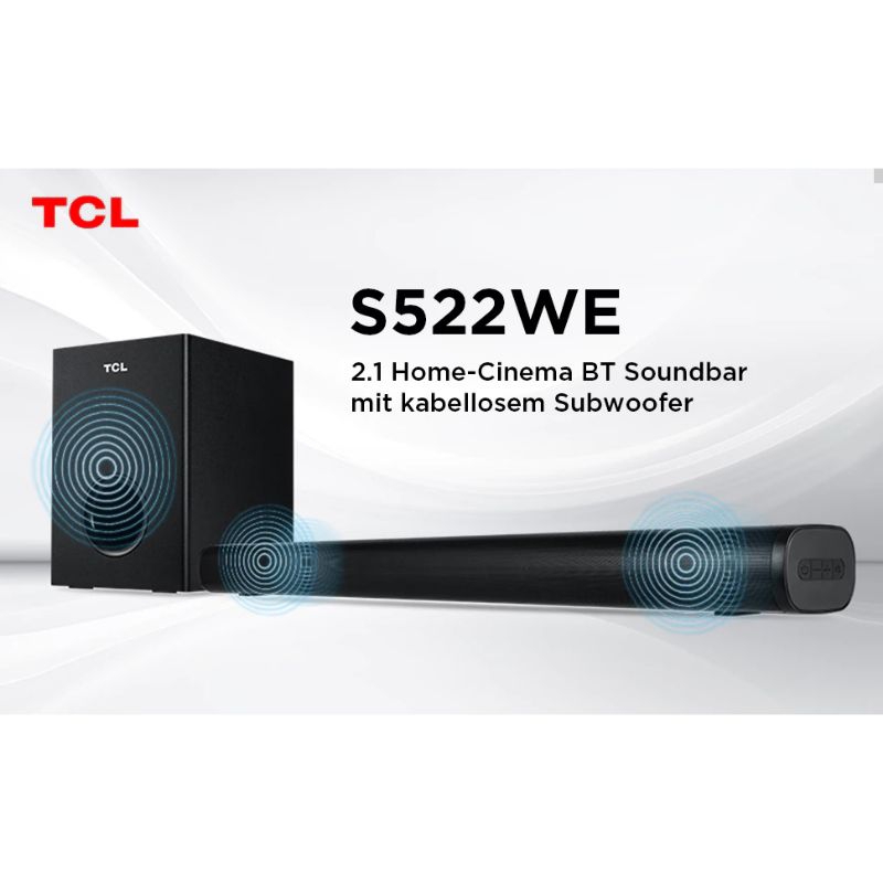 TCL Soundbar 200w รุ่น S522W bluetooth 5.1 พร้อม subwoofer ขนาด 810 มิลลิเมตร 2.1 channel