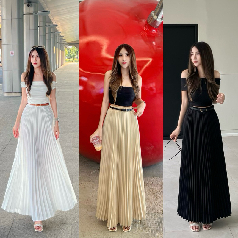 กระโปรงพลีทอย่างดี ทรงปลายบาน ใส่แล้วพริ้ว หุ่นไหนก็ใส่สวย ชุดสวยๆ ช่วยเสริมบุคลิกให้ดูดี ใส่ทำงานหรือไปเที่ยว ชิลๆ