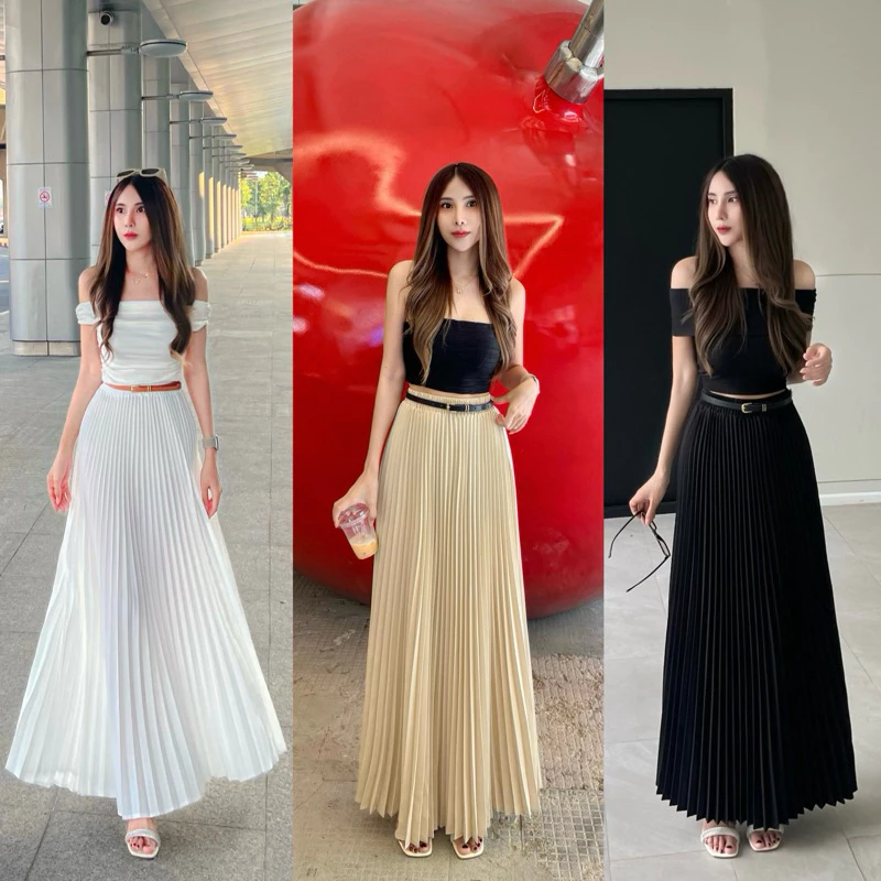 กระโปรงพลีทอย่างดี ทรงปลายบาน ใส่แล้วพริ้ว หุ่นไหนก็ใส่สวย ชุดสวยๆ ช่วยเสริมบุคลิกให้ดูดี ใส่ทำงานหรือไปเที่ยว ชิลๆ