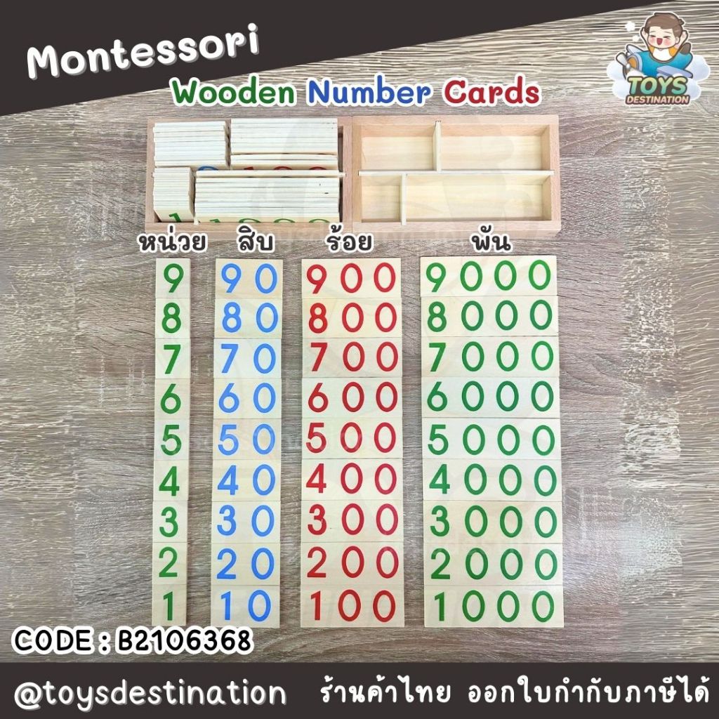 พร้อมส่งในไทย การ์ดไม้ เรียนเลข อ่านเลข สไตล์ มอนเสซอรี่ คณิตศาตร์ B2106368