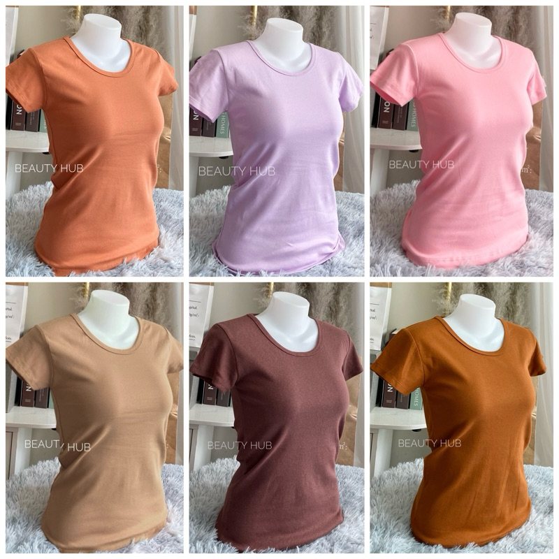 [505] เสื้อยืดคอกลม แขนสั้น สีพื้น เต็มตัว ทรงสวยสไตล์เกาหลี