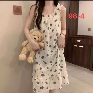 98-1ชุดนอนกระโปรงลายใหม่ ผ้านิ่ม มีฟองน้ำ พร้อมส่งที่ไทย