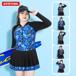 BIG Size ชุดว่ายน้ำสาวไซส์ใหญ่ชุดว่ายน้ำป้องกันยูวี ชุดว่ายน้ำแขนยาว ชุดว่ายน้ำวันพีช รุ่น D3983