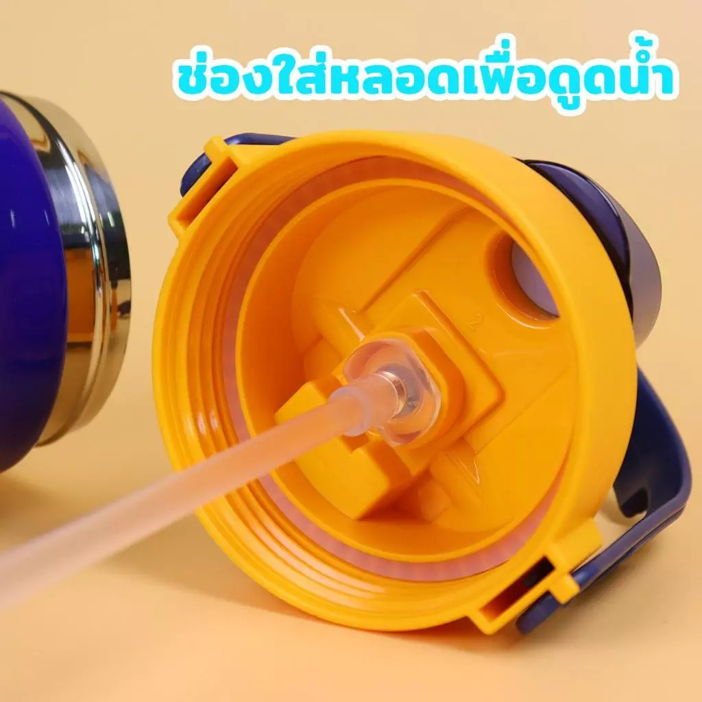 กระติกน้ำสกรีนลายน่ารัก3D  ขวดน้ำ แก้วเก็บความเย็นสแตนเลส 316 กระบอกน้ำหลอดซีลิโคน สีพาสเทล2สี 1500ML thumbnail 5