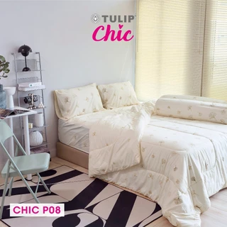TULIP CHIC พิมพ์ลาย CHIC P08 ชุดเครื่องนอน ผ้าปูที่นอน ผ้าห่มนวม พิมพ์ลายใบแปะก๋วย