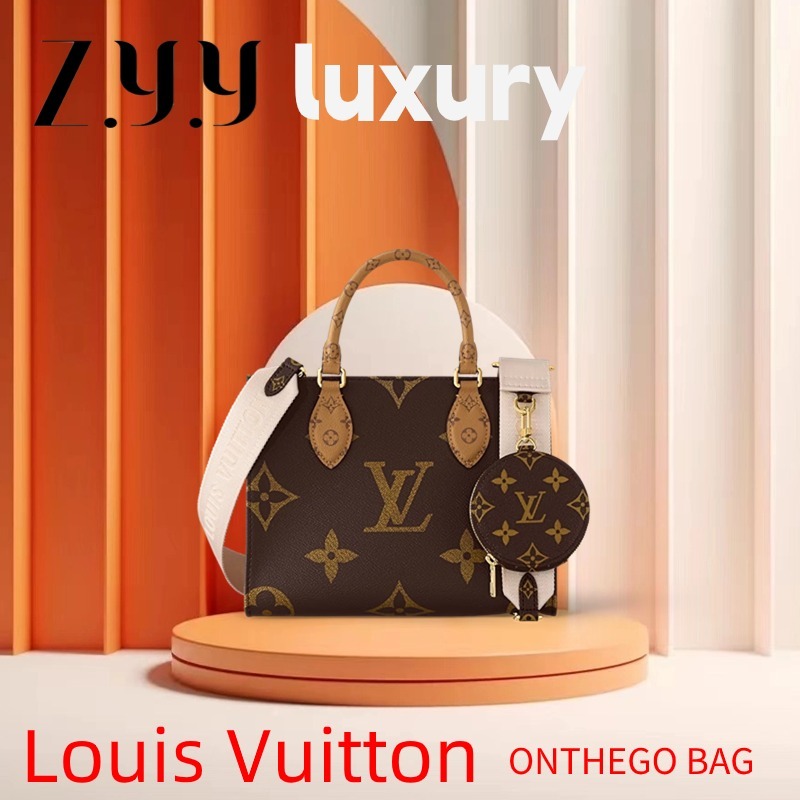 Ready Stock ✅หลุยส์วิตตอง✅ Louis Vuitton ONTHEGO กระเป๋าถือขนาดกลาง LV New Tote Bag Mini Size Ladies