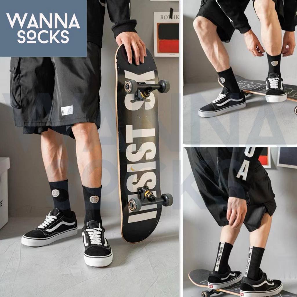 ส่งจากไทย!! ถุงเท้ากีฬา Basketball สีพื้น ข้อกลาง ถุงเท้าสตรีท ทำจากผ้าฝ้าย A46 - รูปที่ 3