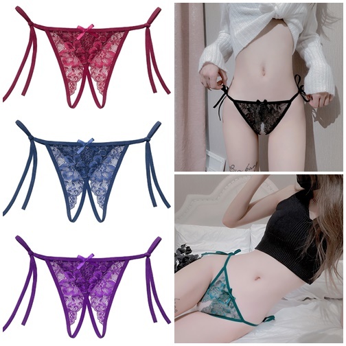 จีสติง กางเกงในเอวฟรีไซส์ สายผูกปรับสายได้ กางเกงในลูกไม้ ผ้านิ่ม //ไม่มีชื่อสินค้าหน้ากล่องพัสดุ//