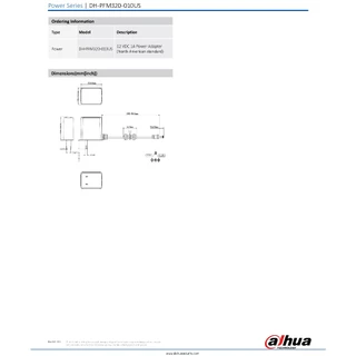 DAHUA ADAPTOR 12V 1A DH-PFM320-010US จำนวน 16 ตัว BY BILLION AND BEYOND SHOP