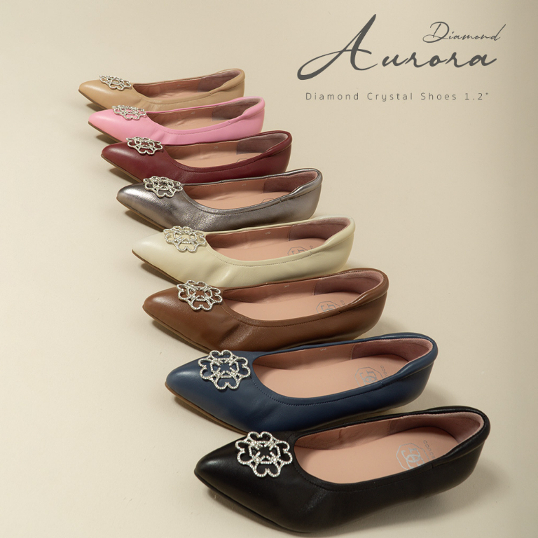 [ LoveGood ] Aurora Diamond 2 รองเท้าคัชชู หนังแกะแท้อย่างดี ใส่นิ่มสบาย ส้น 1.2" อะไหล่ Crystal สวย หรู