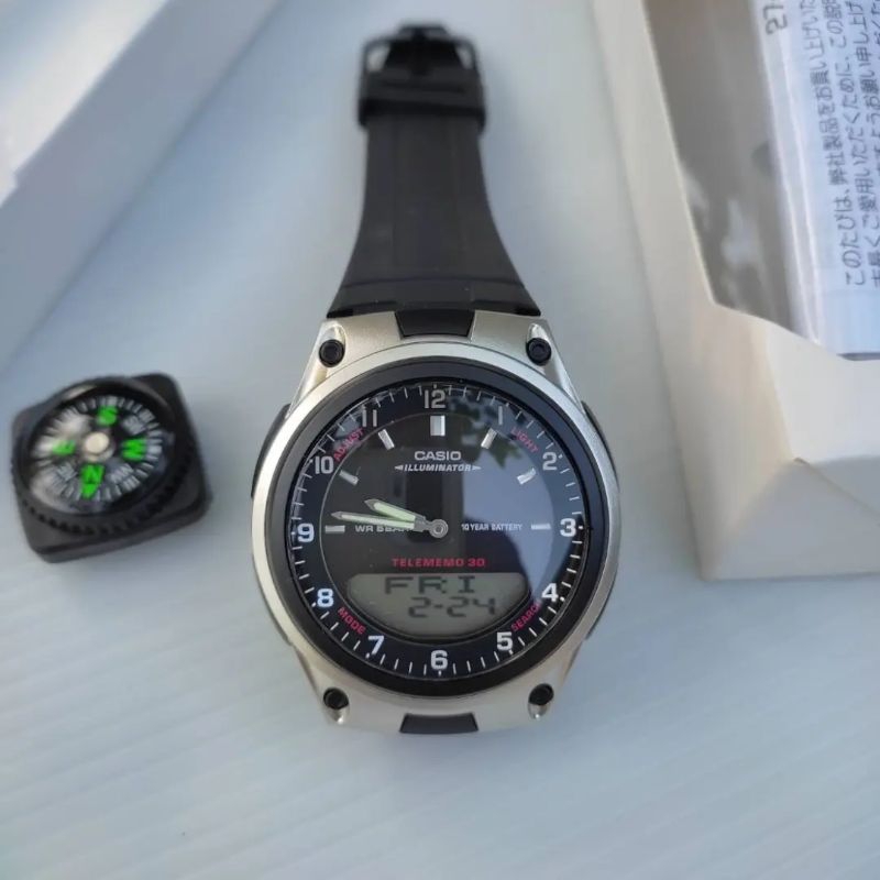 นาฬิกา Casio aw-80v สำหรับชาย ของแท้💯 กันน้ำ💯 แถมเข็มทิศ 1 อัน