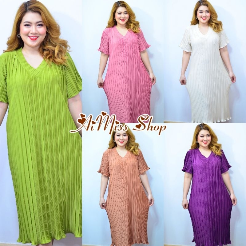 ⭐AiMiss Shop⭐ รหัส MN4 เดรสยาวสาวอวบ เสื้อผ้าคนอ้วน ชุดสาวอวบ เดรสใส่ออกงานสวยๆ