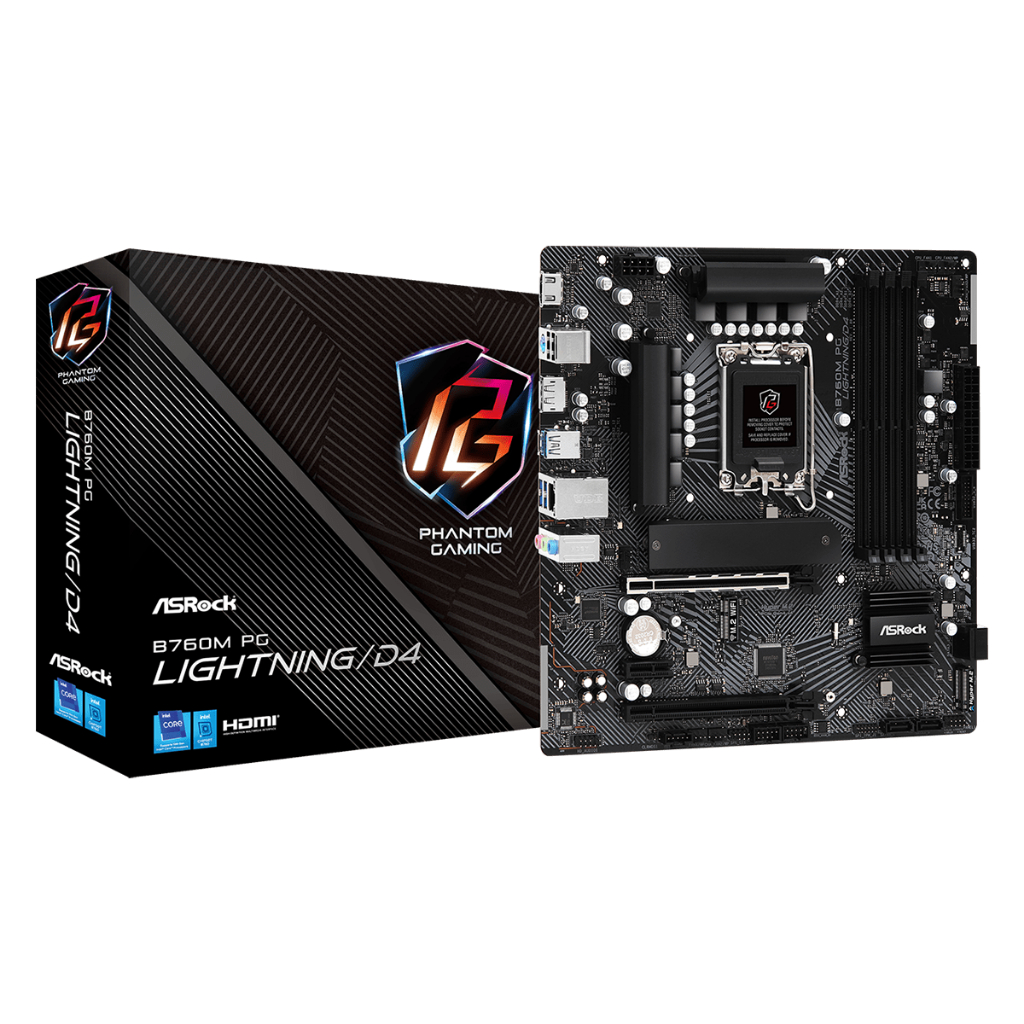 ASRock B760M PG Lightning/D4 DDR4 MAINBOARD LGA 1700 ram 4slot เมนบอร์ด ประกัน 3 ปี