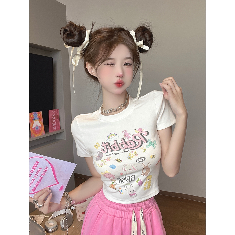 MC168 เสื้อครอป เสื้อครอปสั้น เสื้อยืดผู้หญิง T-shirt ส่งตรงเวลา