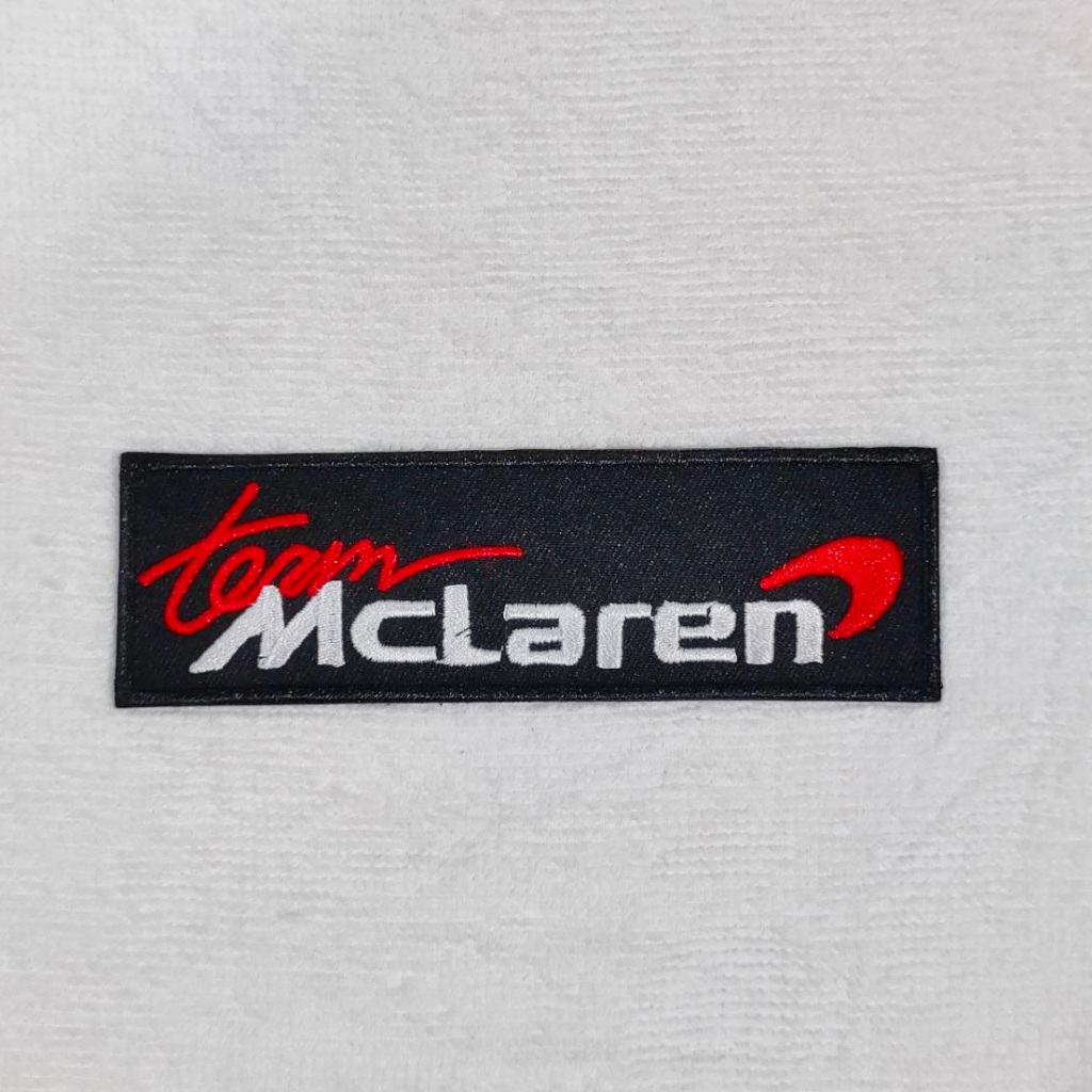 ตัวรีดติดเสื้อ อาร์มติดเสื้อ ลาย Team Mclaren Formula 1 team Iron on Patch ฟอร์มูล่า วัน ตกแต่งเสื้อผ้า สติ๊กเกอร์ติดรถ