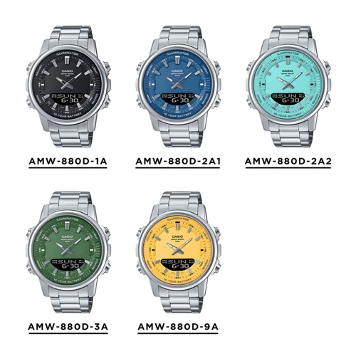 CASIO นาฬิกาข้อมือผู้ชาย รุ่น AMW-880,AMW-880D,AMW-880D-1A,AMW-880D-2A1,AMW-880D-2A2,AMW-880D-3A,AMW
